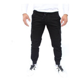 Jogger De Hombre Strech Tipo Cargo Negro