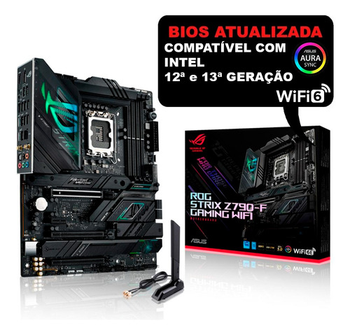 Placa Mãe Asus Rog Strix Z790-f Gaming Wifi Lga1700 Ddr5 Cor Preto