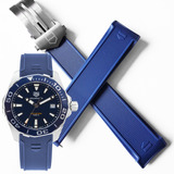 Extensible Azul 22mm Con Broche Para Tag Heuer Aquaracer