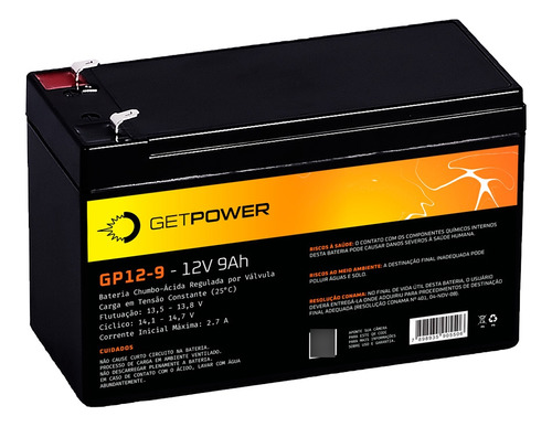 Bateria Selada 12v 9ah Ciclo Profundo Getpower - Vrla Agm