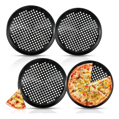 4pcs Molde Charola Para Hornear Pizza Perforada Antiadherent