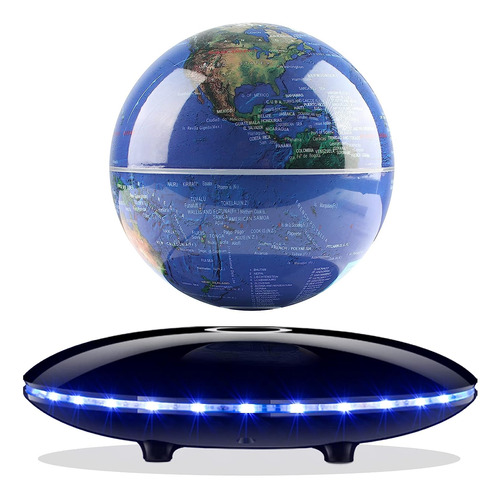 Globo Terráqueo Flotante Ruixinda, Con Base Con Luz Led