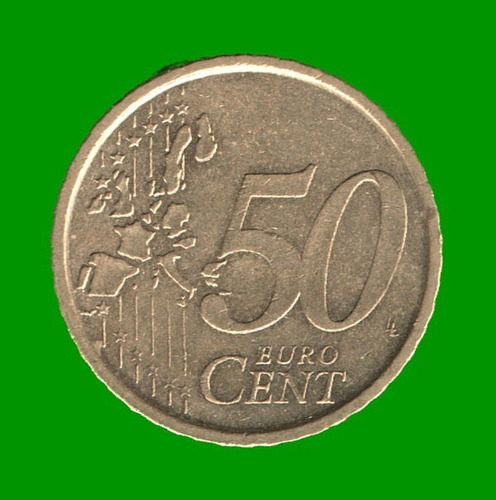 Moneda De España 50 Centavos De Euro, Año 2000, Estado Usada