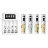 4 Pilas Ebl Triple Aaa Recargables 1100mah + Cargador Usb