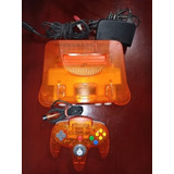 Nintendo 64 Transparente Naranja Fire Orange Completo 