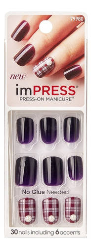 Uñas Impress / Press-on - Modelo Brigth As A.f Morado Oscuro