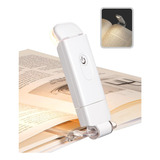 Luz De Libro Usb Recargable Con Clip Portátil Blanco Cálido