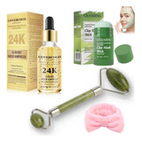 Pack Suero Anti-arrugas 24k Rejuvenece + Rodillo Facial Jade