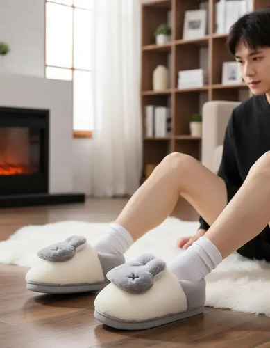Pantuflas De Conejo X Para Caballeros Niños Cómodas Gruesas