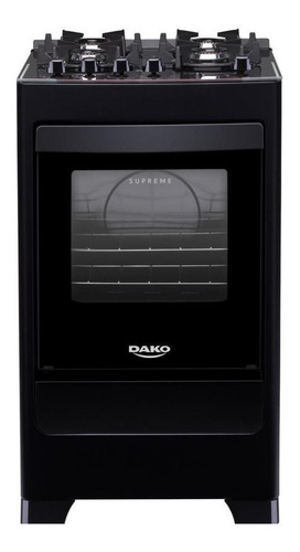 Fogão 4 Bocas Dako Supreme Glass Preto Mesa De Vidro Bivolt 127v/220v