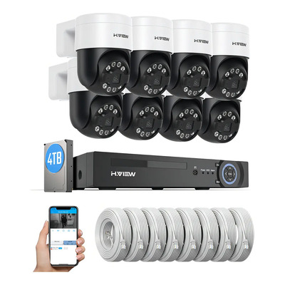 H.view 8mp Rotación POE Cámaras Kit 8 Cámaras De Seguridad Vigilancia con Audio POE Exterior NVR Kit Videovigilancia 4TB | Envío gratis