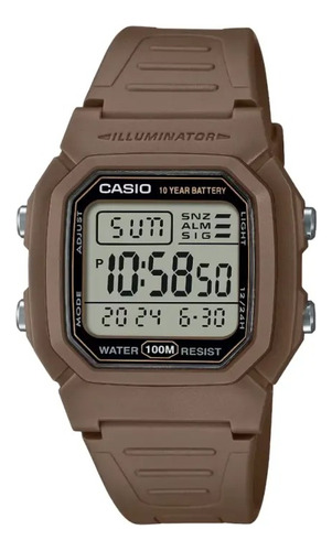 Reloj Casio Clasico Digital Square Cafe W-800h-5av Correa Marrón Bisel Marrón Fondo Marrón