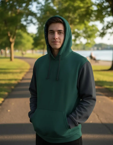 Hoodie | Sudadera Corte Over Size Verde Botella