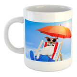 Taza Ceramica Perros 8 Perro Playa Descansando Silla