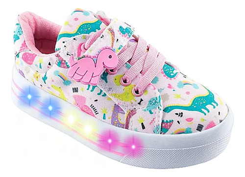 Tenis Dinosaurios Luces Leds Niñas Parque Jurásico 1026-rd
