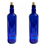 2 Botella Vidrio Azul Hooponopono Corcho Agua Solarizada 