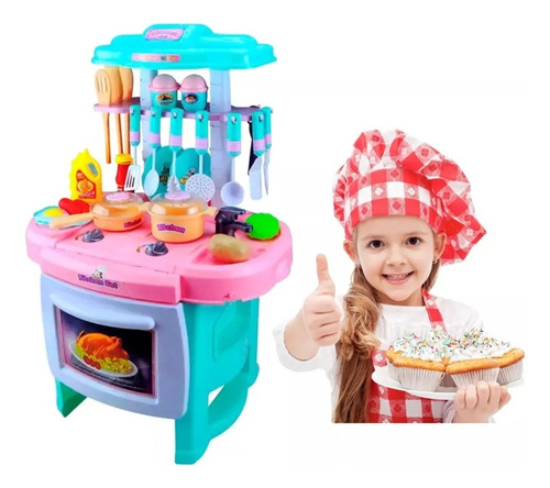 Cocina Infantil Con Accesorios Luz Y Sonido Para Niña