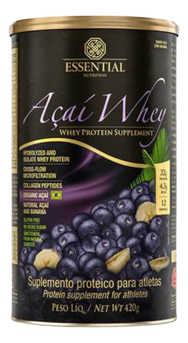 Açai Whey 420g Essential Isolado Hidrolisado Ganho Massa