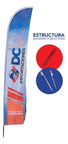 Bandera Publicitaria Flag Banner 3.40 Estaca Giratoria Paq6