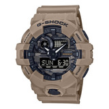 Reloj Casio G-shock Ga-700ca-5adr Utility Military Camo, Correa De Color Beige Con Bisel, Color Beige, Fondo Negro