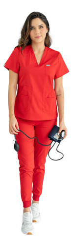 Uniforme Medico Pijama Medica Mujer Antifluidos Rojo Joggger