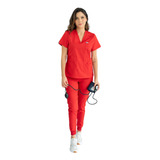 Uniforme Medico Pijama Medica Mujer Antifluidos Rojo Joggger