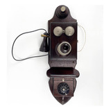 Antigo Telefone De Parede Ericsson Em Madeira 76cm