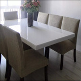 Mesa Laqueada Comedor 150x100 Cuadrada Base Cubo Mdf Maciza