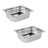 Cuba Gastronômica Gn 1/2 100mm Inox Rechaud Buffet Kit 2 Pçs