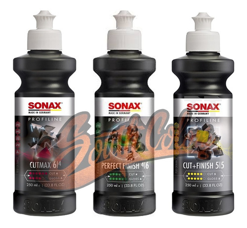 Kit Pulidores Sonax Cut Max + Cut Finish + Perfect F X 250ml