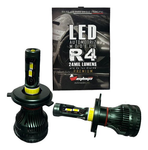 Kit De Led R4 - H4 Premium 24,000 Lumenes Aro De Luz Diurna