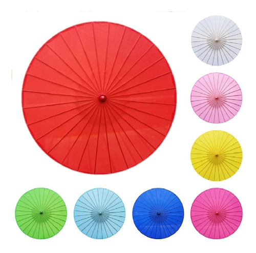 Paraguas Sombrilla China Japonesa Bambu Tela 85 Cm