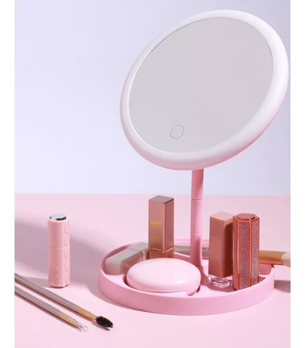 Espejo Con Luz Led C/organizador Para Maquillaje Recargable