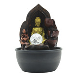 Fonte Decorativa Iluminada Resina Buda Dourado
