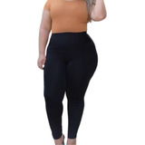 Calça Legging Plus Size Cintura Alta Flanelada Leg Academia