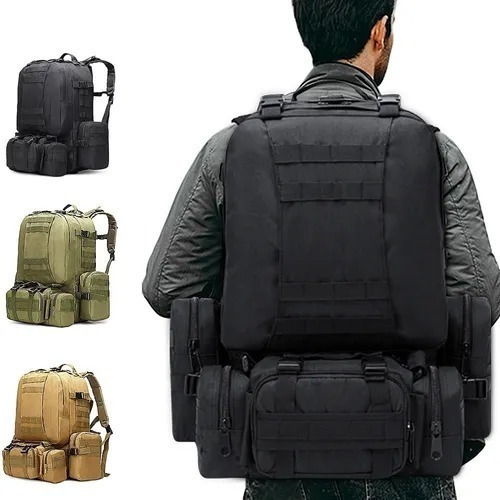 Mochila Tactica Militar Camping Viaje impermeable Negro