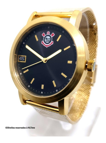 Relógio Technos Feminino Corinthians Cor2035mnj/4d Cor Da Correia Dourado Cor Do Bisel Dourado Cor Do Fundo Preto