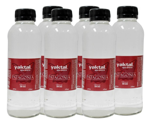 Pack 6 Agua De La Patagonia Sin Gas Yaktal 475 Ml Vidrio