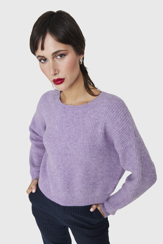 Sweater Crop Acanalado Lila Nicopoly