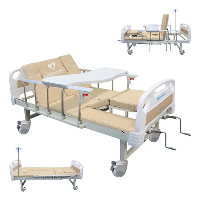 Gambimedic Cama Hospital Manual 5 Posiciones Conbaño Colchon Color Blanco