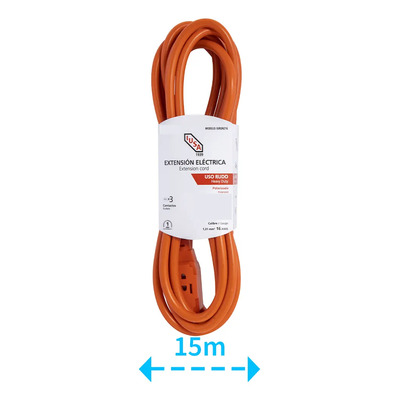Extensión De Uso Rudo, Naranja, Clavija Recta, 15m, Iusa | MercadoLibre