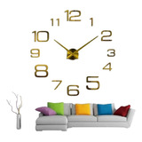 Reloj De Pared 3d Tamaño 100x100cm Grande  Color Dorado 
