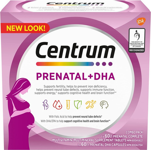 Centrum | Prenatal+dha Combo | 60 Tablets & 60 Capsules