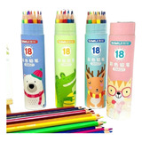 Set De Lápices De Colores Kawaii 18 Piezas Para Pintar Niños