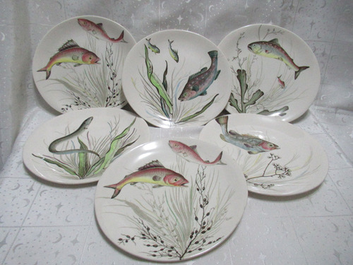 Set 6 Platos Loza Inglesa Johnson Bross Made In England Fish