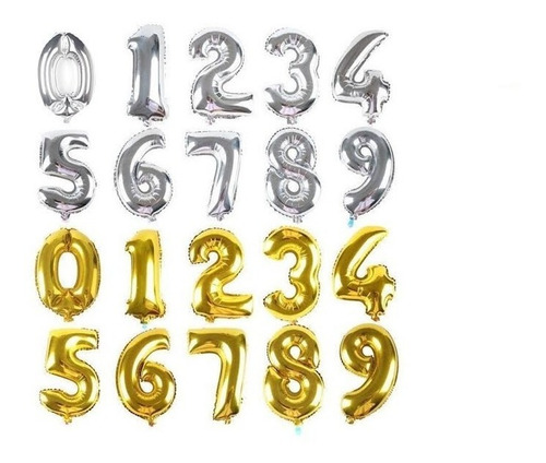 Globo Numeros Por 1 Unidad 40 Cm Apto Aire Comun