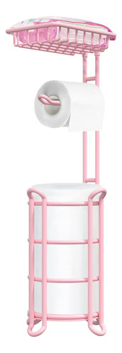 Porta Papel Higiénico Rosa Soporte De Pie Baño Dispen...