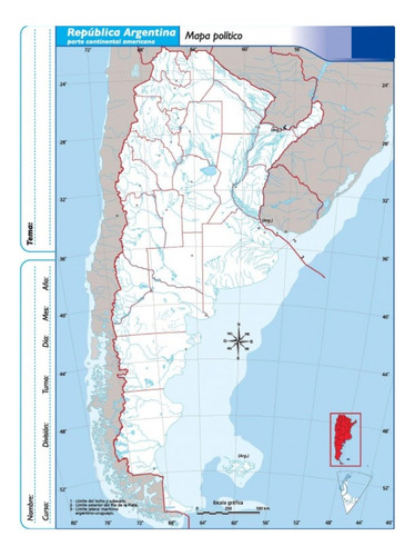 Mapa Argentina N°6 División Política Escolares