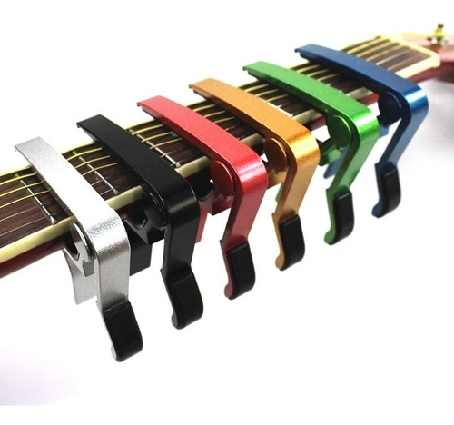 Capo Trasto Metal V Colores Guitarra  + 6 Puas Jim Dunlop