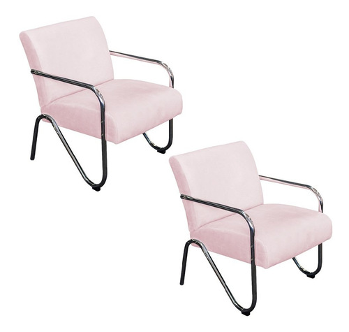 Kit 2 Poltrona Cadeira Decorativa Sara Cromada Sala Luxo